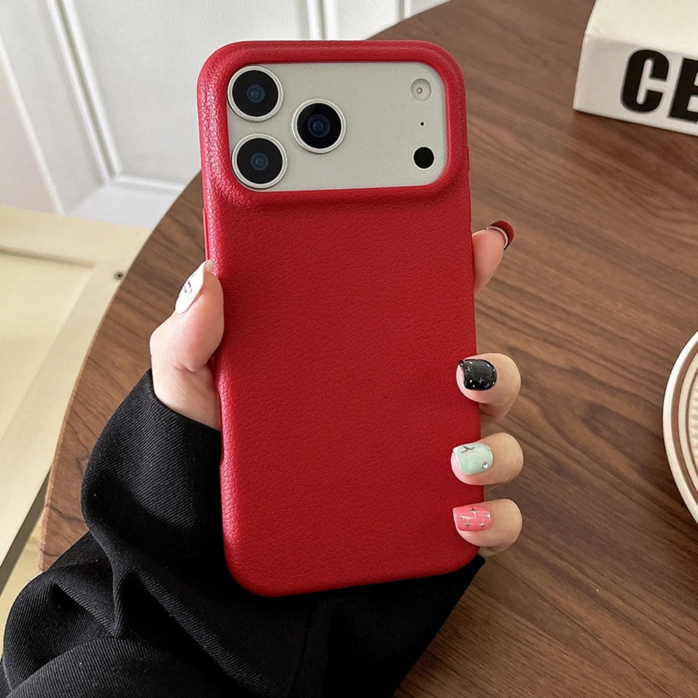 Leather Grain — Cherry — iPhone Case
