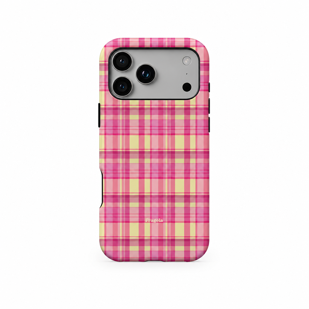 Stripe Party Aura iPhone case, back view on white
