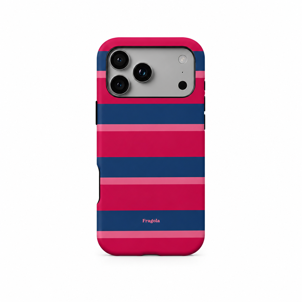 Stripe Party Chorus iPhone case, back view on white