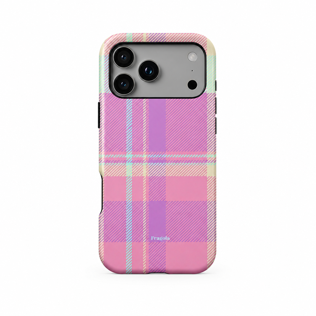 Stripe Party Bloom iPhone case, back view on white