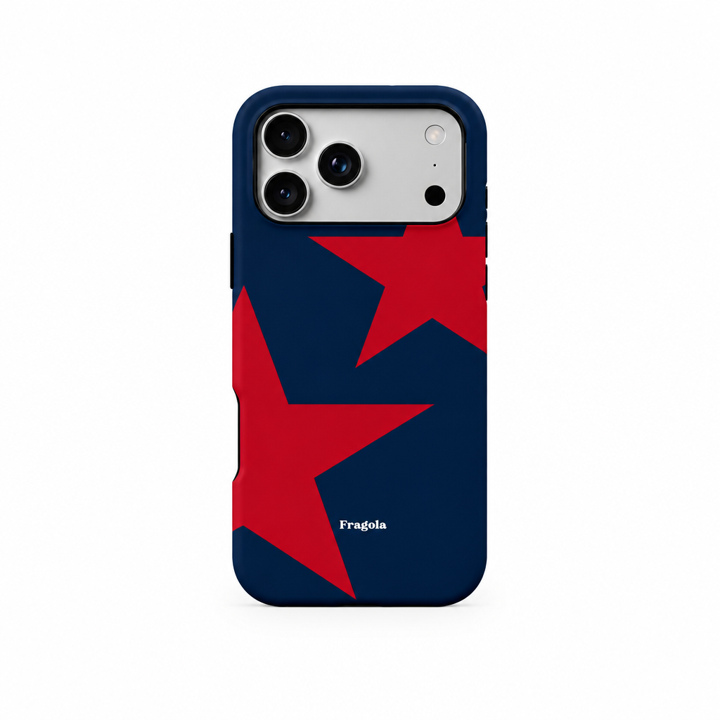 Star Scatter Cinema iPhone case, back view on white