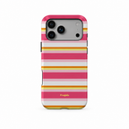 Stripe Party Afterglow iPhone case, back view on white