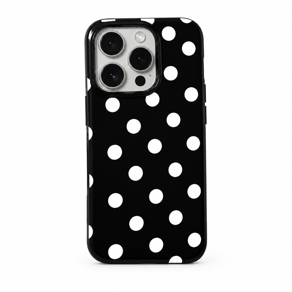 White Dot Afterglow iPhone case on white