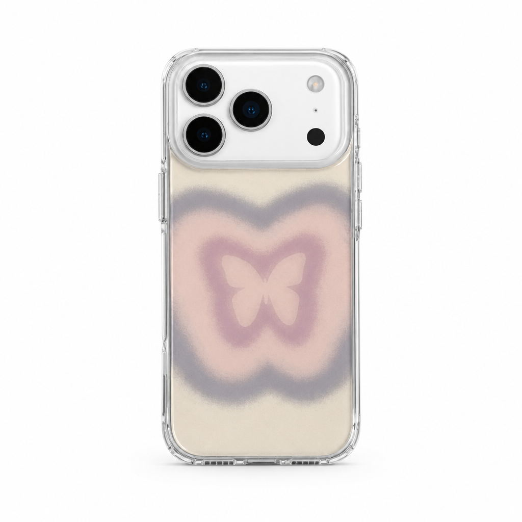 Butterfly Gradient Afterglow iPhone case on white