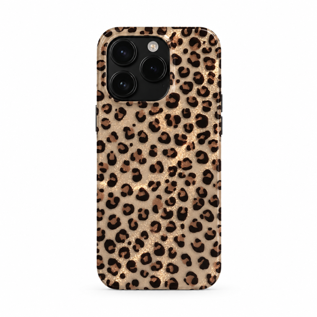 Clear Leopard Afterglow iPhone case on white