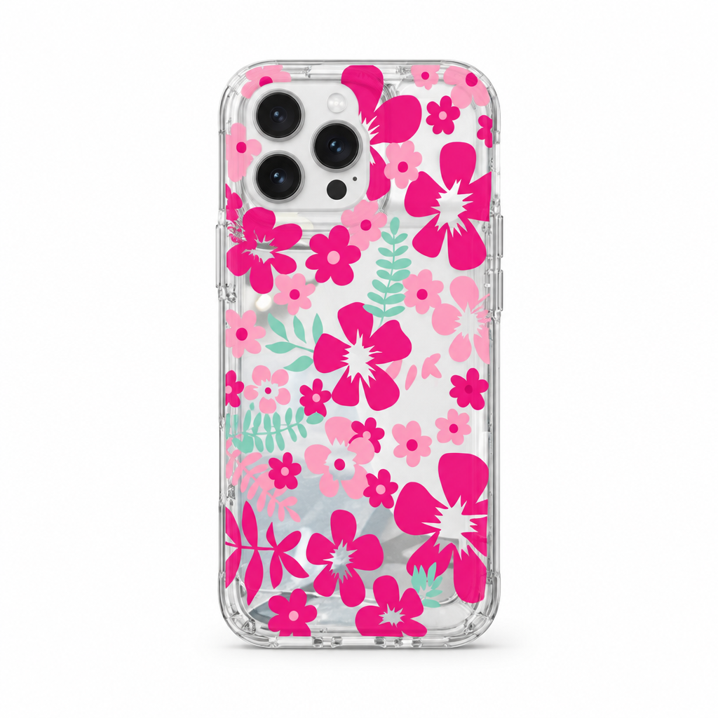 Clear Petal Glass iPhone case on white