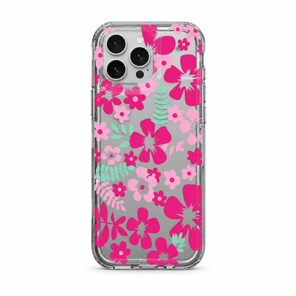 Clear Petal Onyx iPhone case on white
