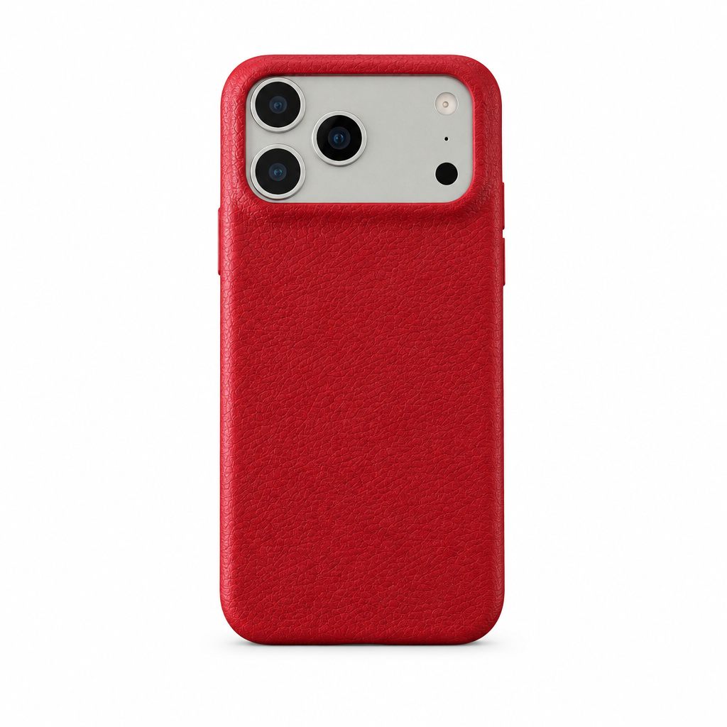 Leather Grain Cherry iPhone case on white