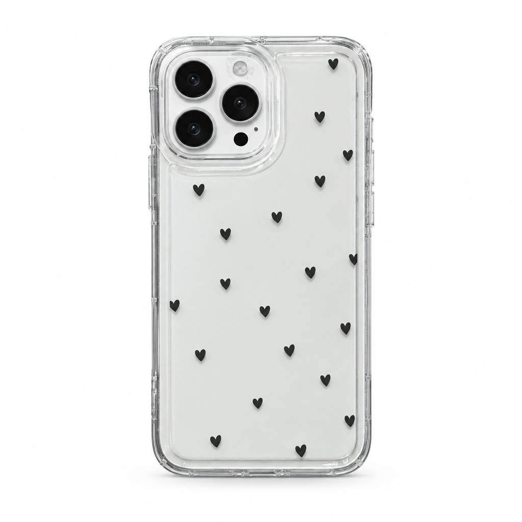 Clear Heart Afterglow iPhone case on white