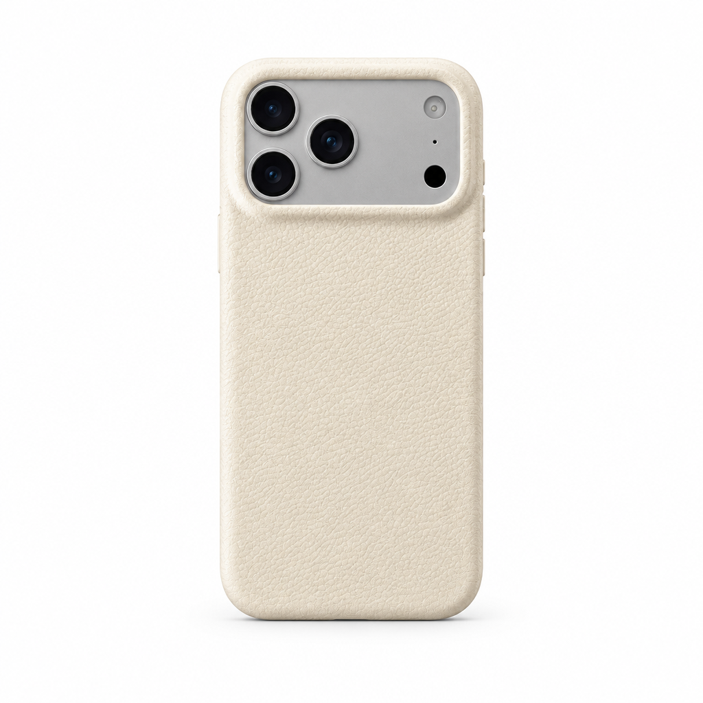 Leather Grain Chalk iPhone case on white