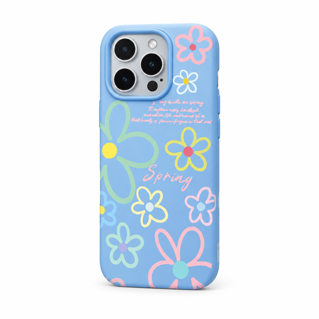 Spring Press Cobalt iPhone case on white
