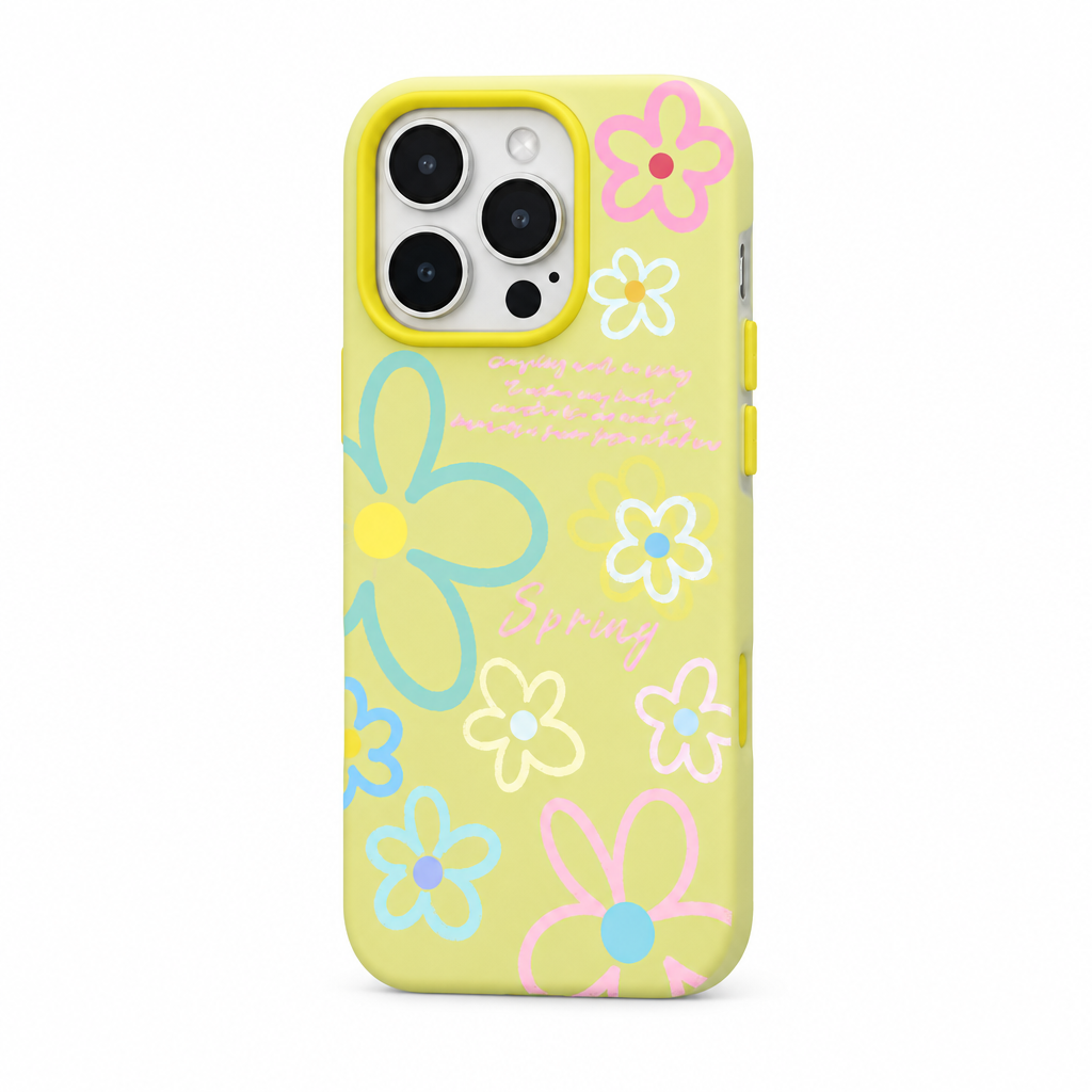 Spring Press Saffron iPhone case on white