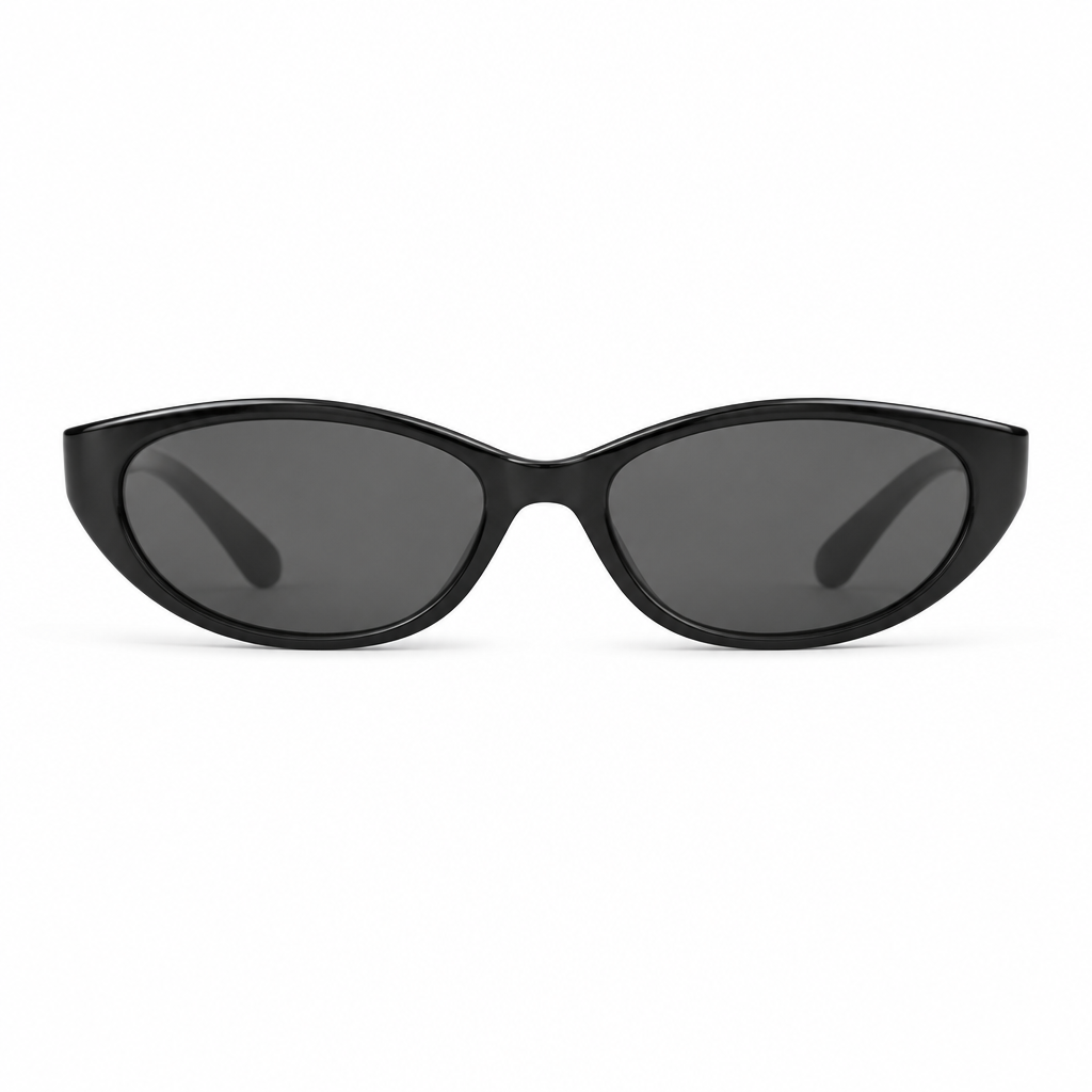 Y2K Oval Ink sunglasses on white