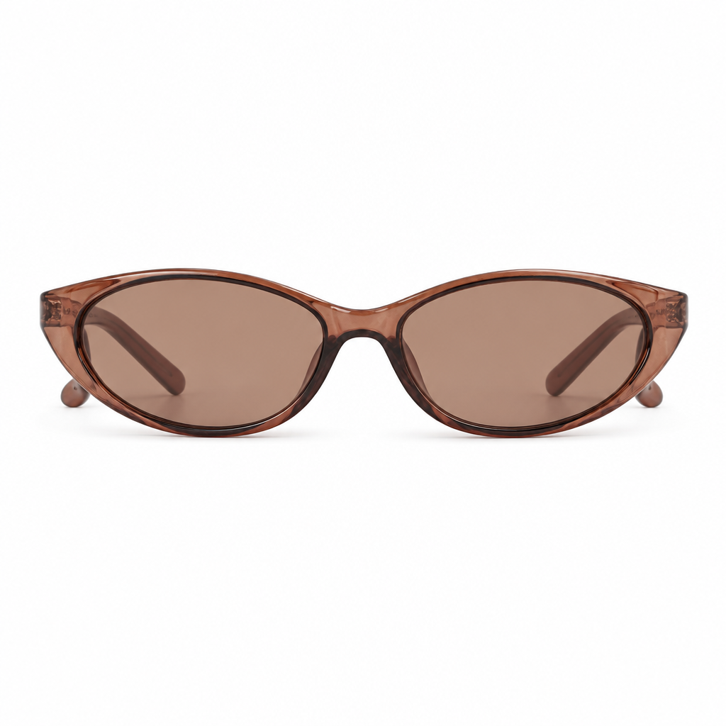 Y2K Oval Cocoa sunglasses on white