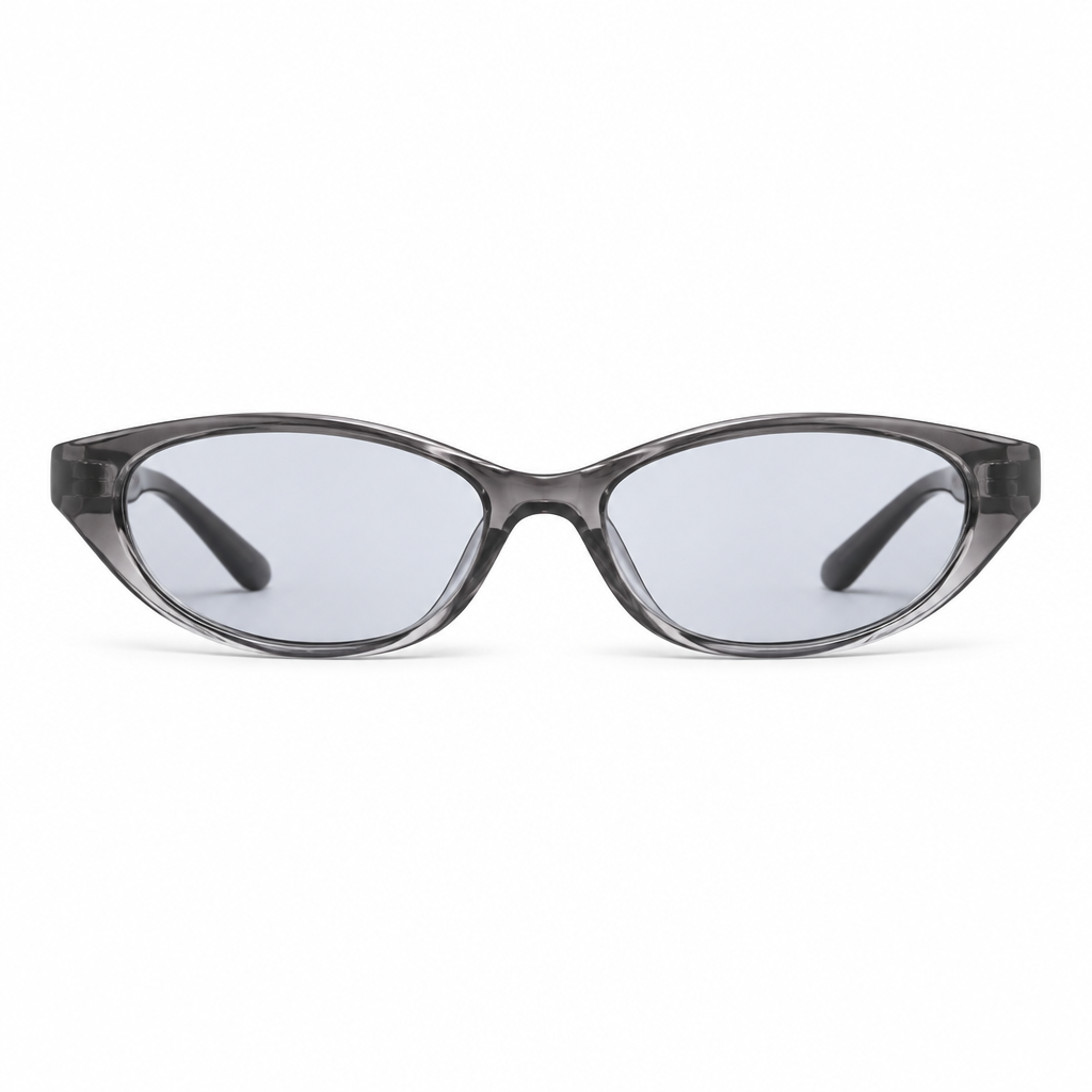 Y2K Oval Ash sunglasses on white