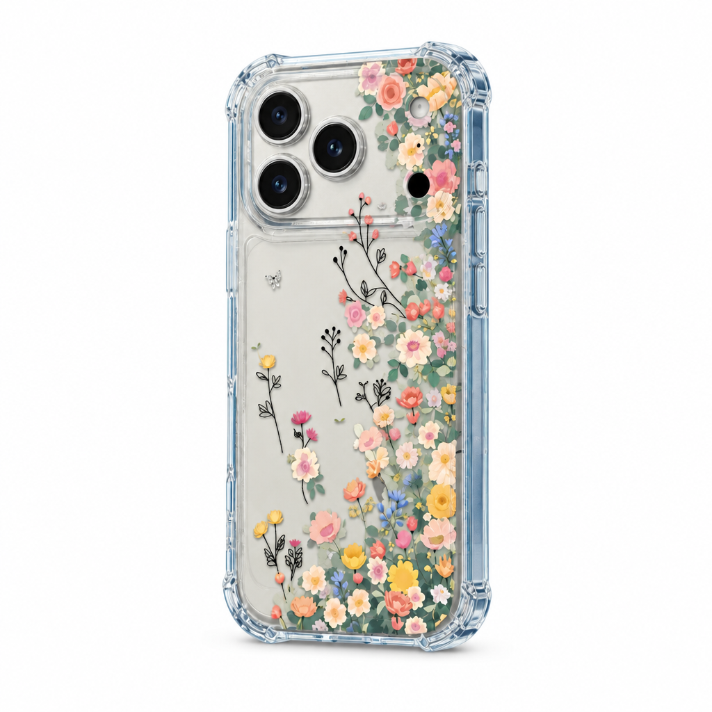 Flower Rush — Glass — iPhone Case — side view