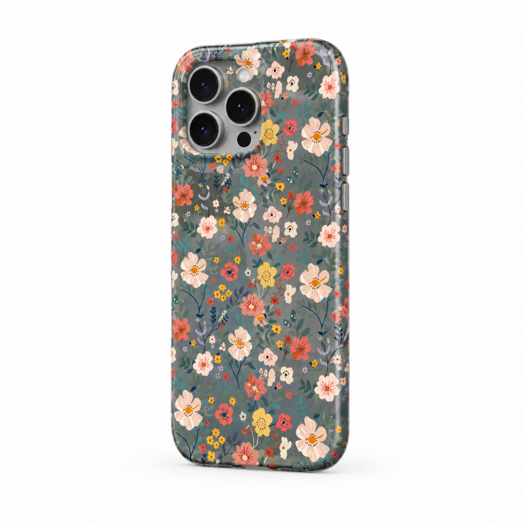 Retro Petal — Ink — iPhone Case — side view