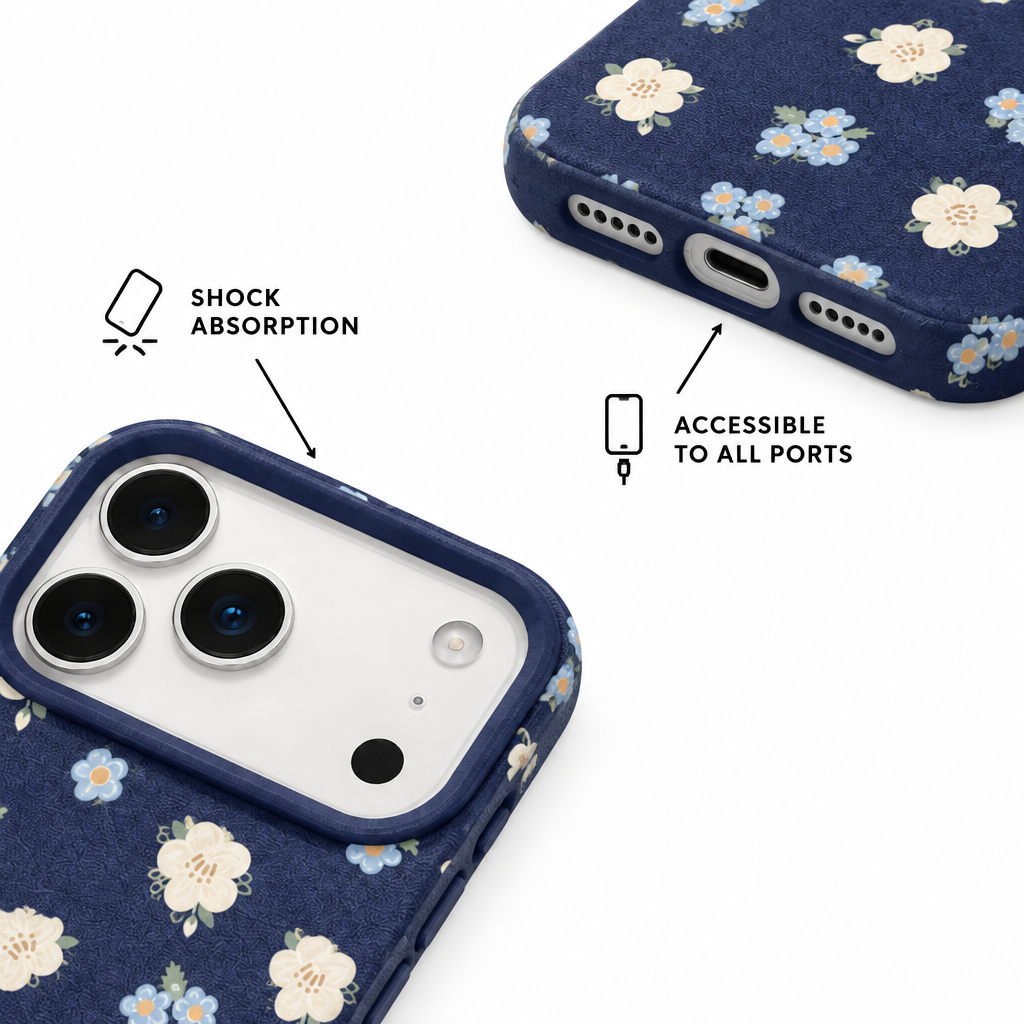Petal Press — Navy — iPhone Case — details