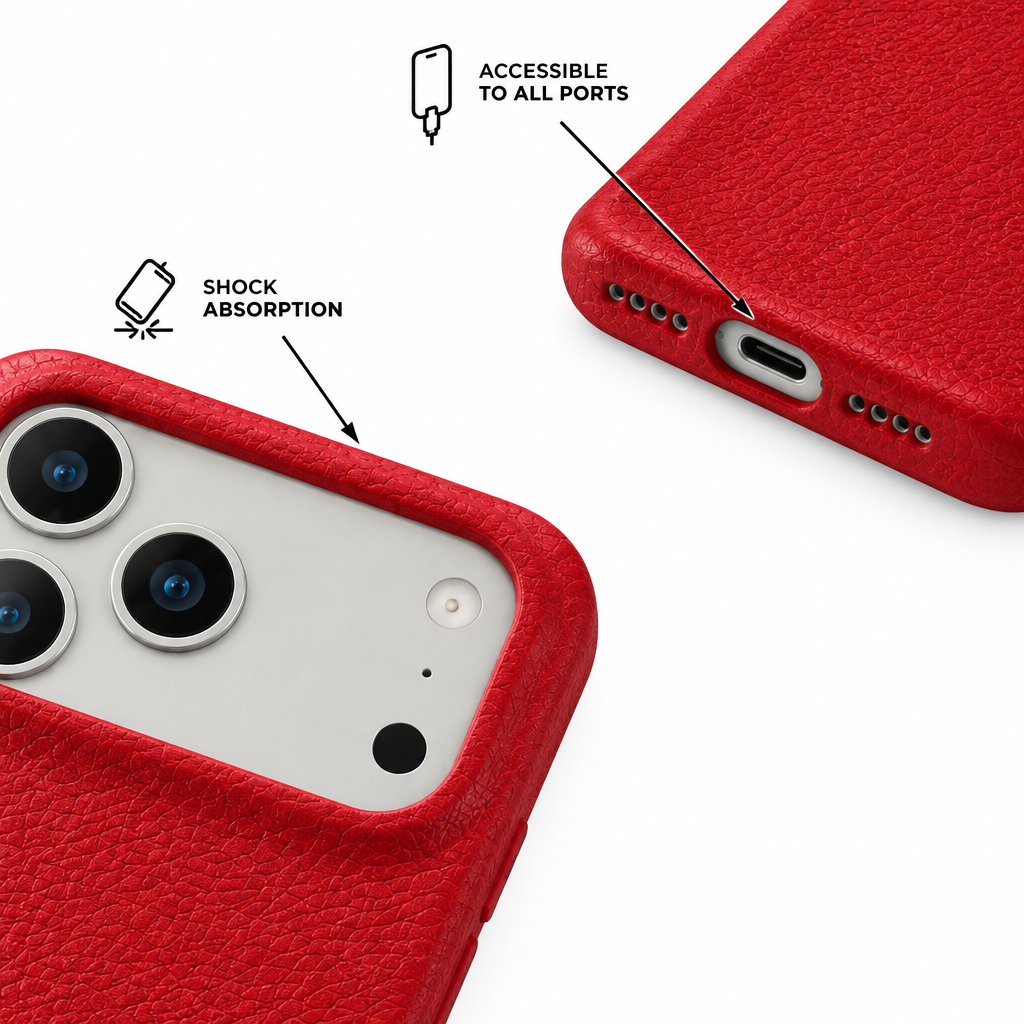 Leather Grain — Cherry — iPhone Case — details