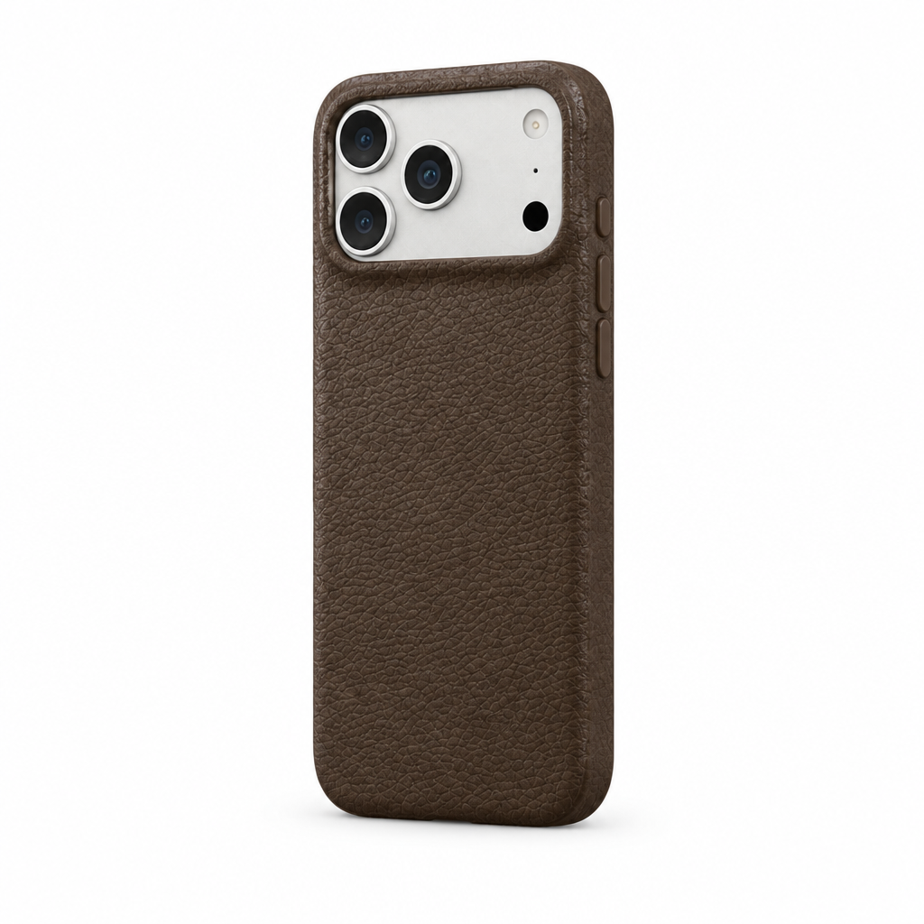 Leather Grain — Cocoa — iPhone Case — side view