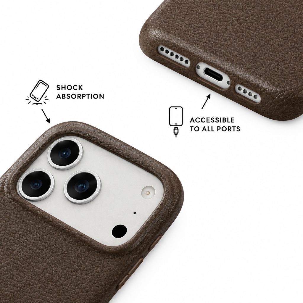 Leather Grain — Cocoa — iPhone Case — details