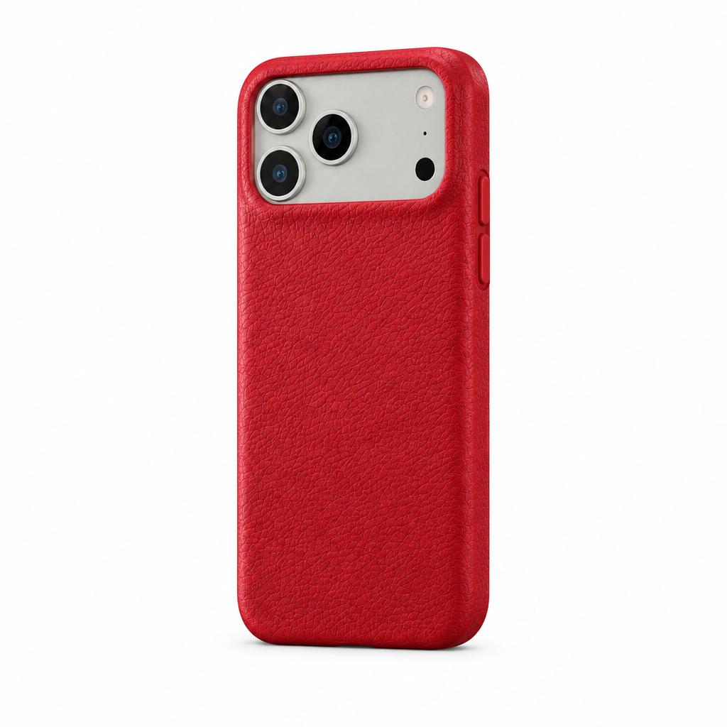 Leather Grain — Cherry — iPhone Case — side view
