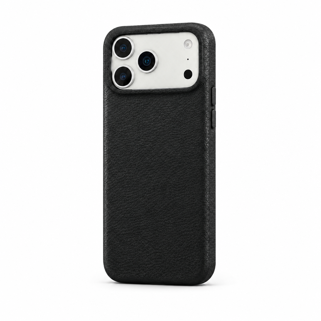 Leather Grain — Ink — iPhone Case — side view