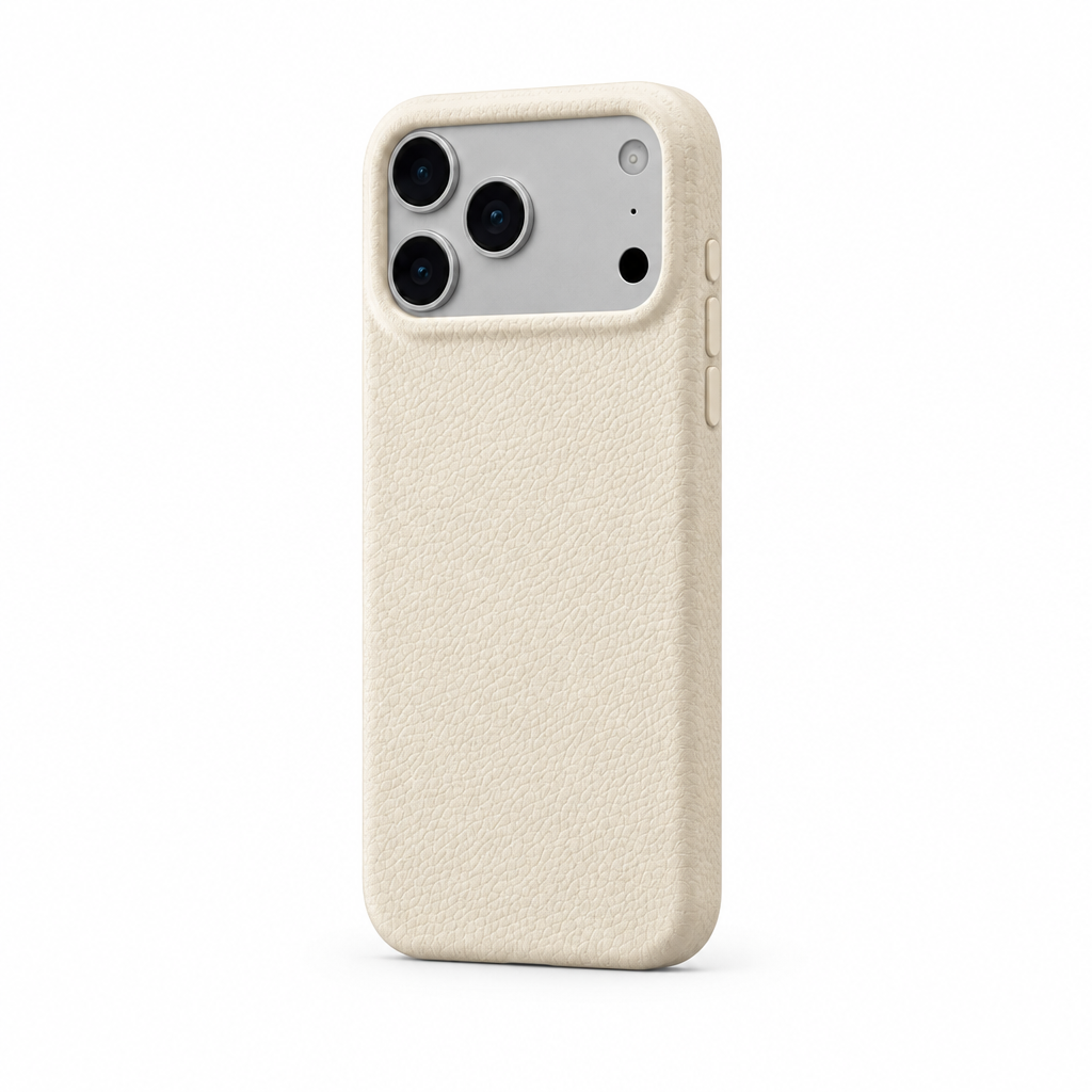 Leather Grain — Chalk — iPhone Case — side view