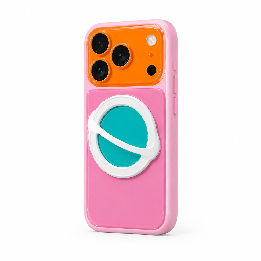 Contrast Stand — Blush — iPhone Case — side view