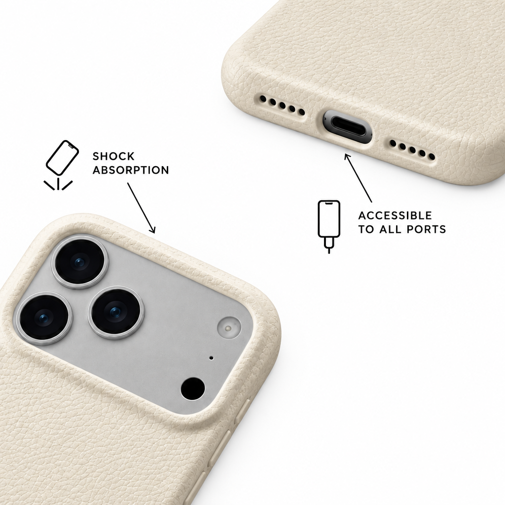 Leather Grain — Chalk — iPhone Case — details