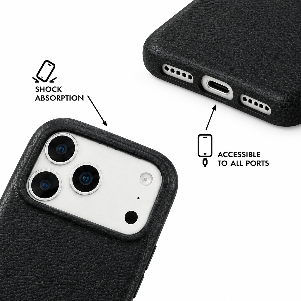 Leather Grain — Ink — iPhone Case — details