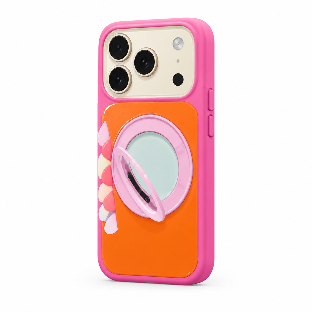 Contrast Stand — Amber — iPhone Case — side view