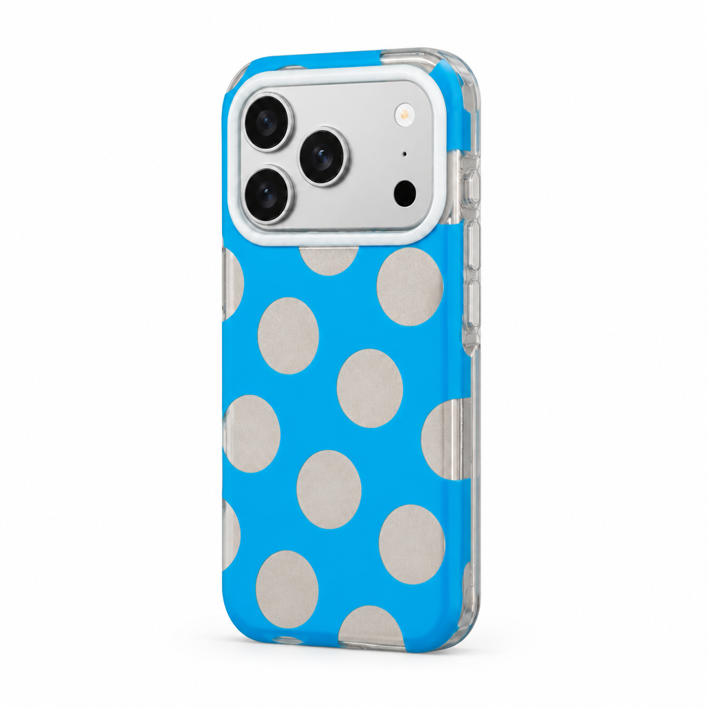 Silver Dot — Cobalt — iPhone Case — side view