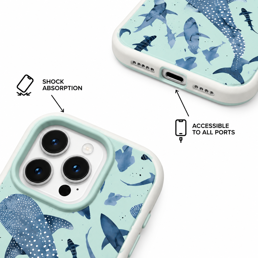 Whale Study — Cobalt — iPhone Case — details