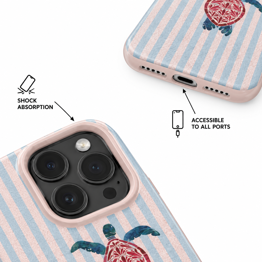 Turtle Stripe — Blush — iPhone Case — details