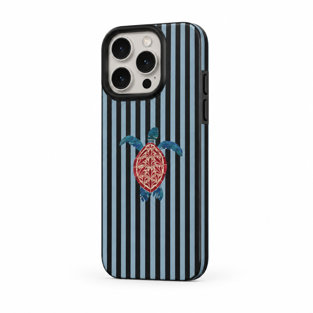 Turtle Stripe — Ink — iPhone Case — side view