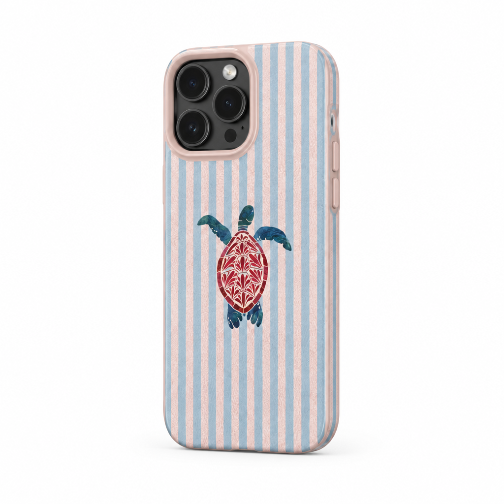 Turtle Stripe — Blush — iPhone Case — side view