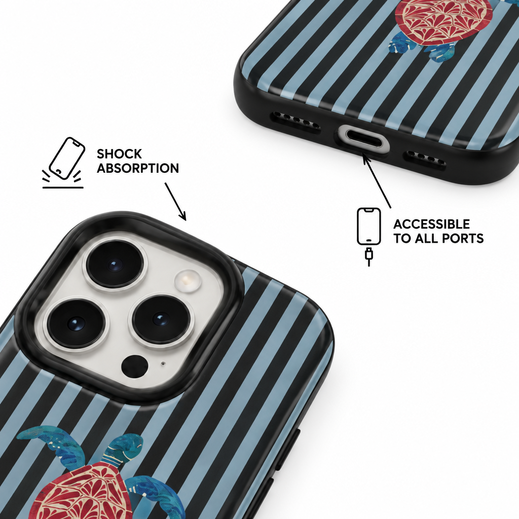 Turtle Stripe — Ink — iPhone Case — details