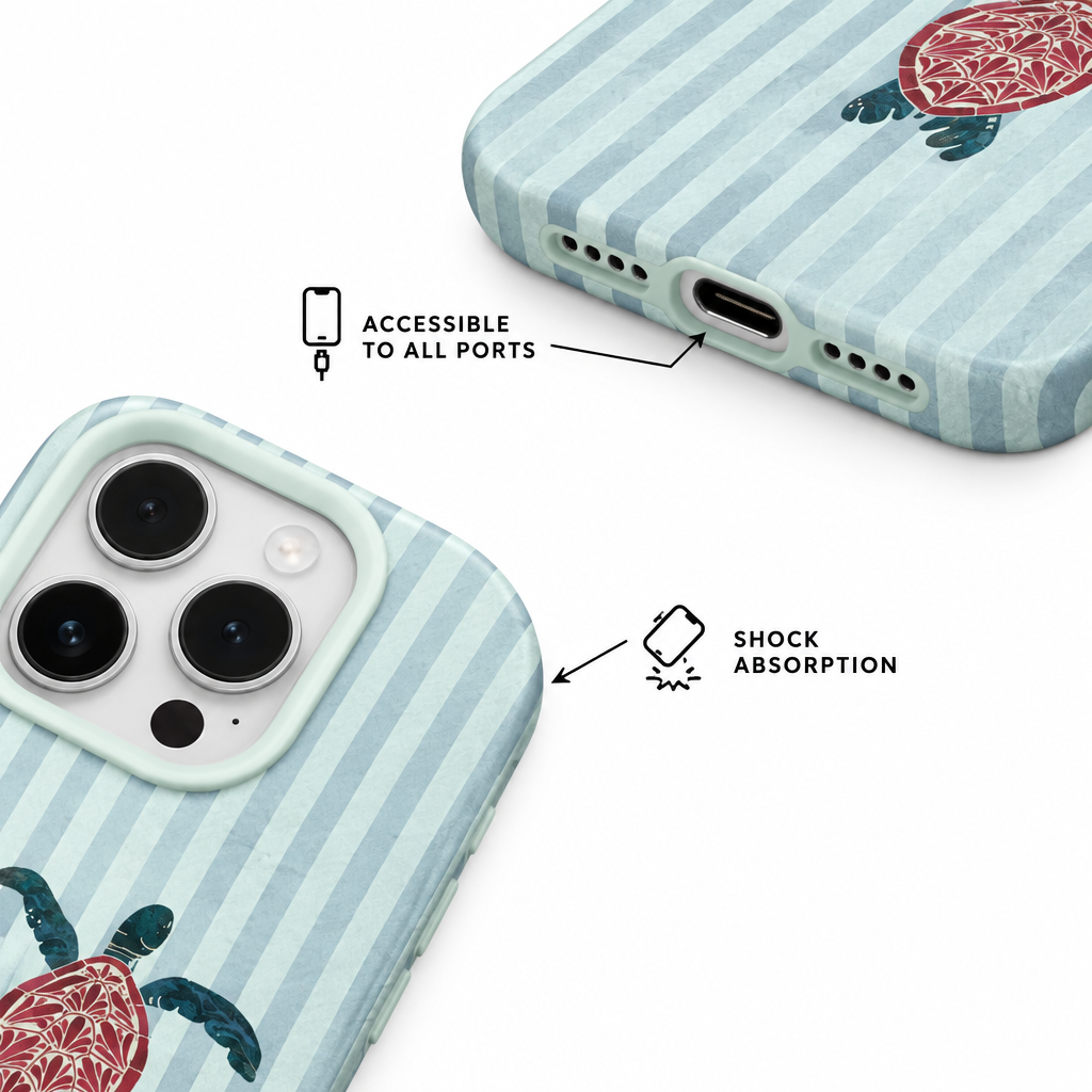 Turtle Stripe — Fern — iPhone Case — details