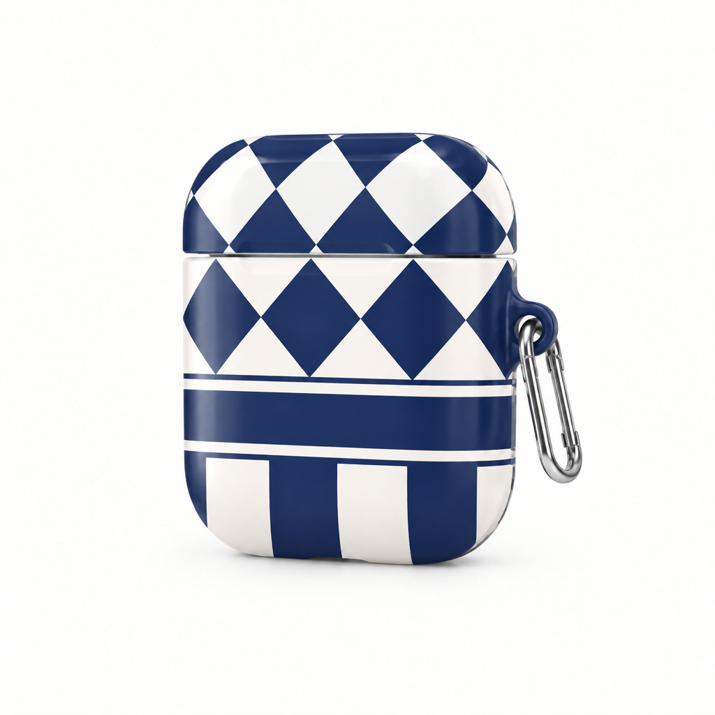 Weekend Club — Navy Geometry — AirPods Case — side view