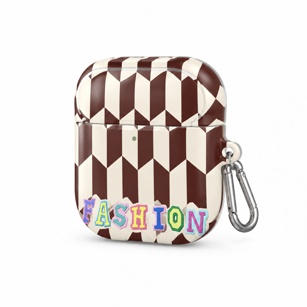 Weekend Club — Cocoa Geometry — AirPods Case — side view