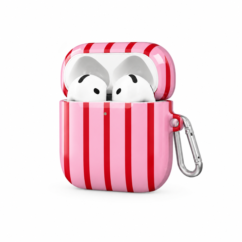 Weekend Club — Berry Stripe — AirPods Case — side view